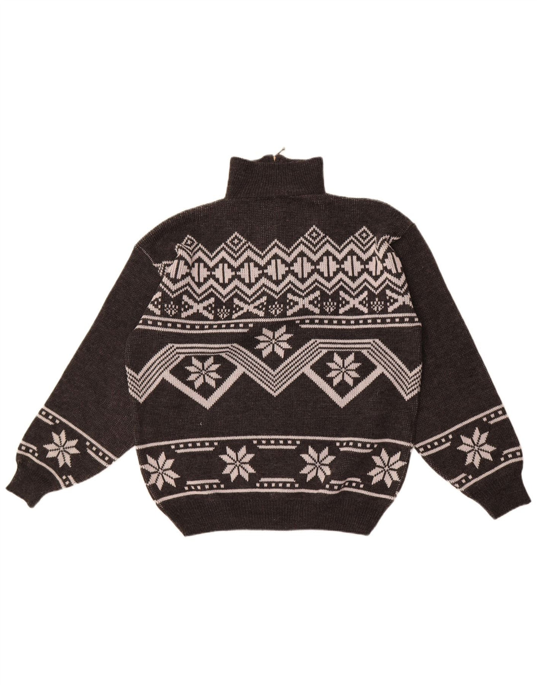 Męski sweter z zamkiem błyskawicznym Jacques Lorant, duży, szary Fair Isle