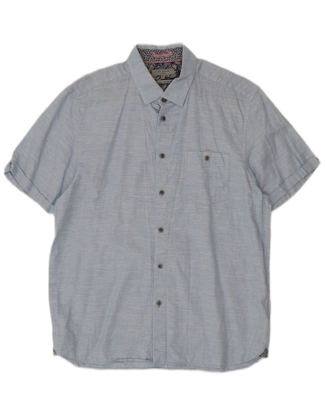 Ted Baker Męska koszula z krótkim rękawem, rozmiar 5 XL, niebieska, bawełniana w plamki