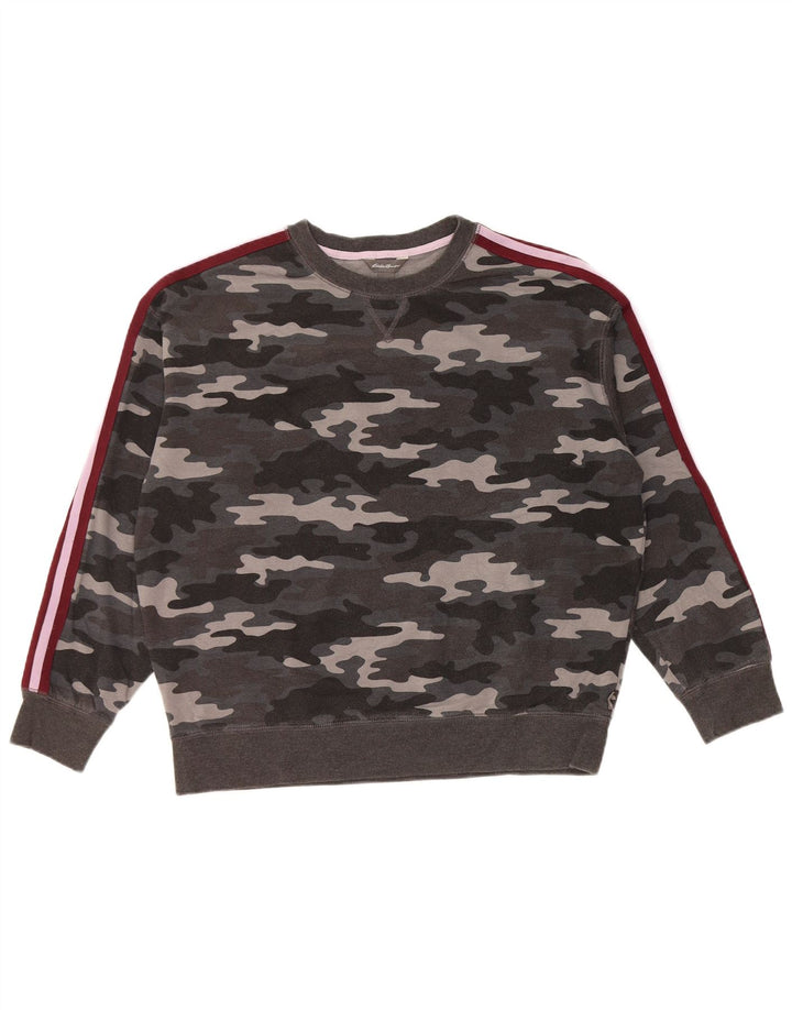 Damska bluza dresowa EDDIE BAUER UK 14 w średnim szarym kamuflażu