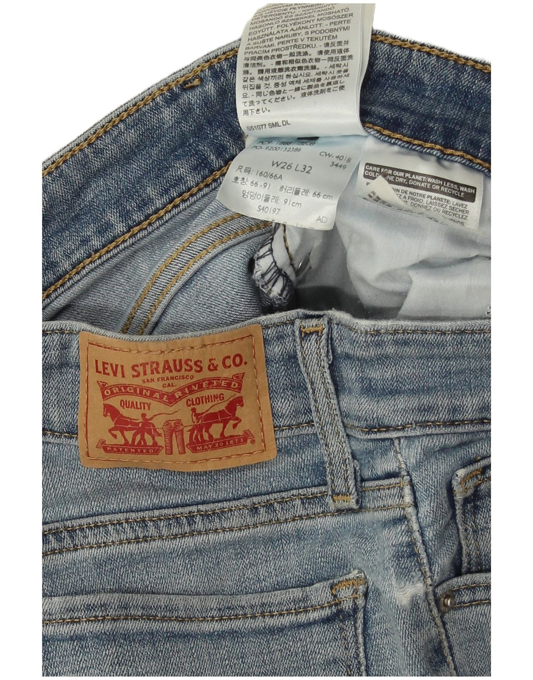 Levi's Womens 711 Skinny Jeans W26 L32 Blue Cotton