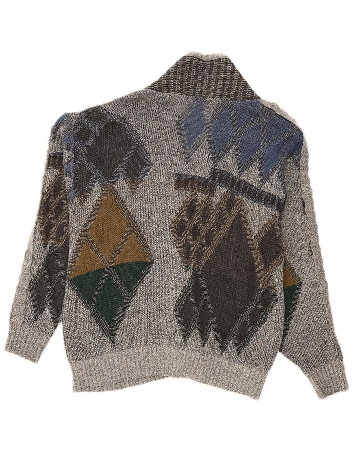Sweter męski w stylu vintage IT 50 Średni szary Argyle/Diament
