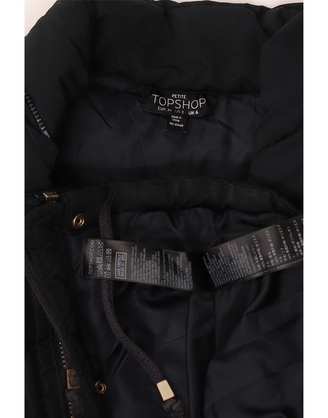 Damska kurtka ocieplana Topshop UK 6 XS, granatowa, poliester