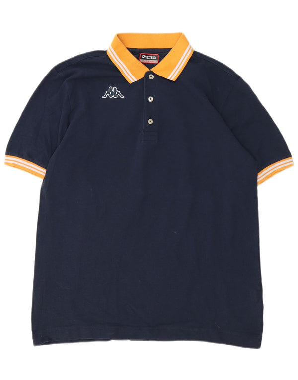 Kappa Mens Polo Shirt Large Navy Blue Colourblock Cotton