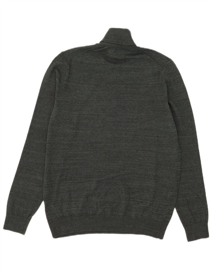 Marks & Spencer Męski sweter z golfem, średni, bawełniany khaki w paski