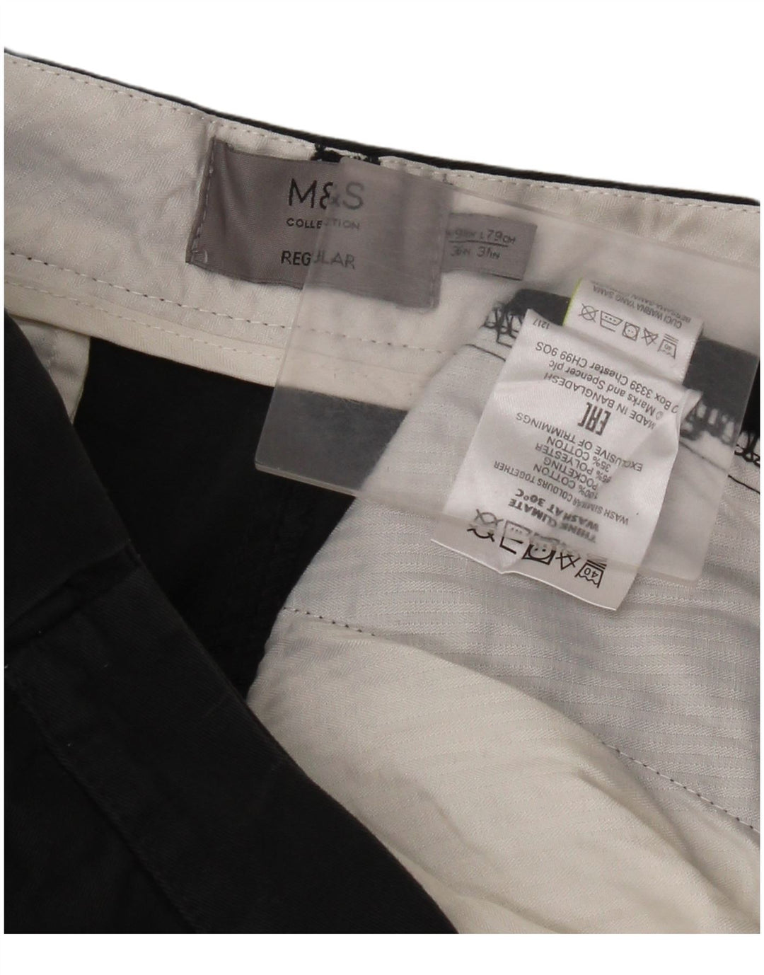 Męskie spodnie chino o regularnym kroju Marks & Spencer W36 L31 czarne