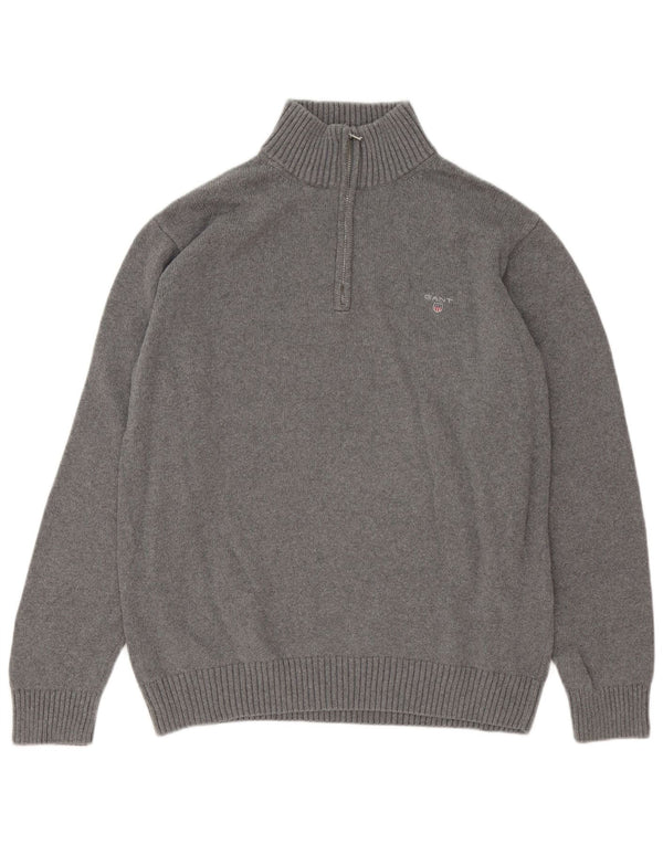 Męski sweter z zamkiem Gant, 2XL, szara bawełna