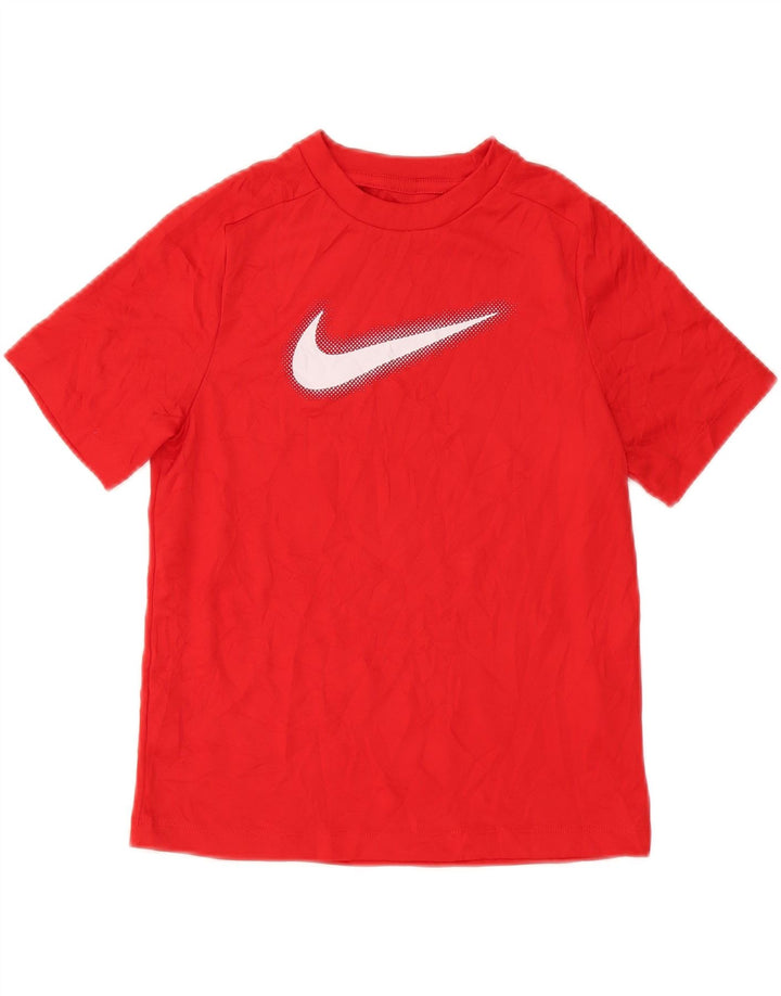 Chłopięcy T-shirt Nike Dri Fit z grafiką, 10-11 lat, średni czerwony poliester
