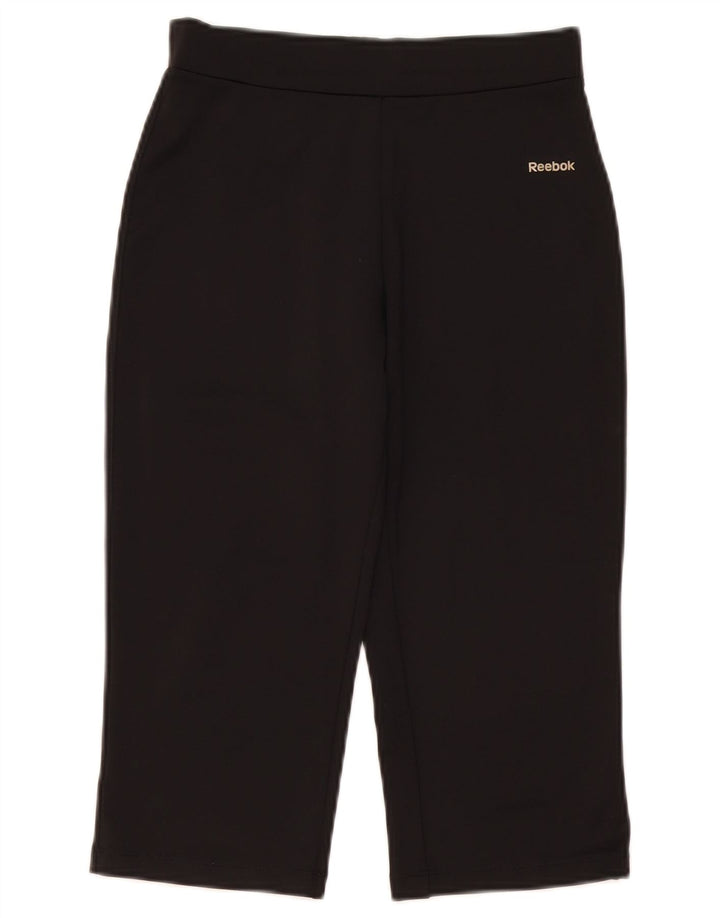 Damskie spodnie dresowe Reebok Capri, małe W26 L18, czarne, poliestrowe