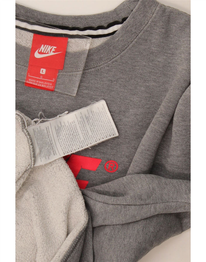Męska bluza Nike z grafiką, duża, szara, bawełniana z blokami kolorów