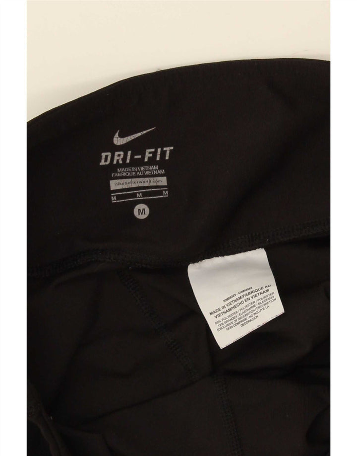 Damskie legginsy Nike Dri Fit Capri, średnie czarne, poliestrowe, sportowe