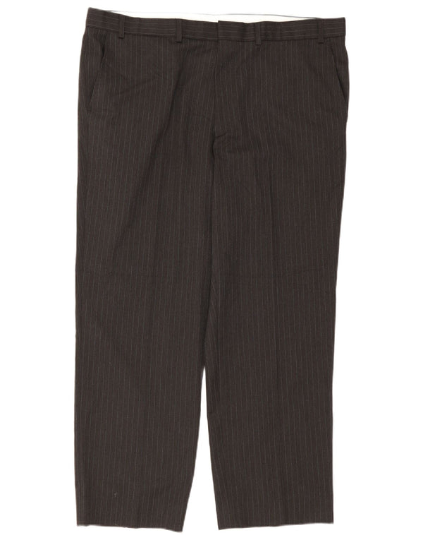 Męskie proste spodnie chino Marks & Spencer W40 L29 w szare prążki