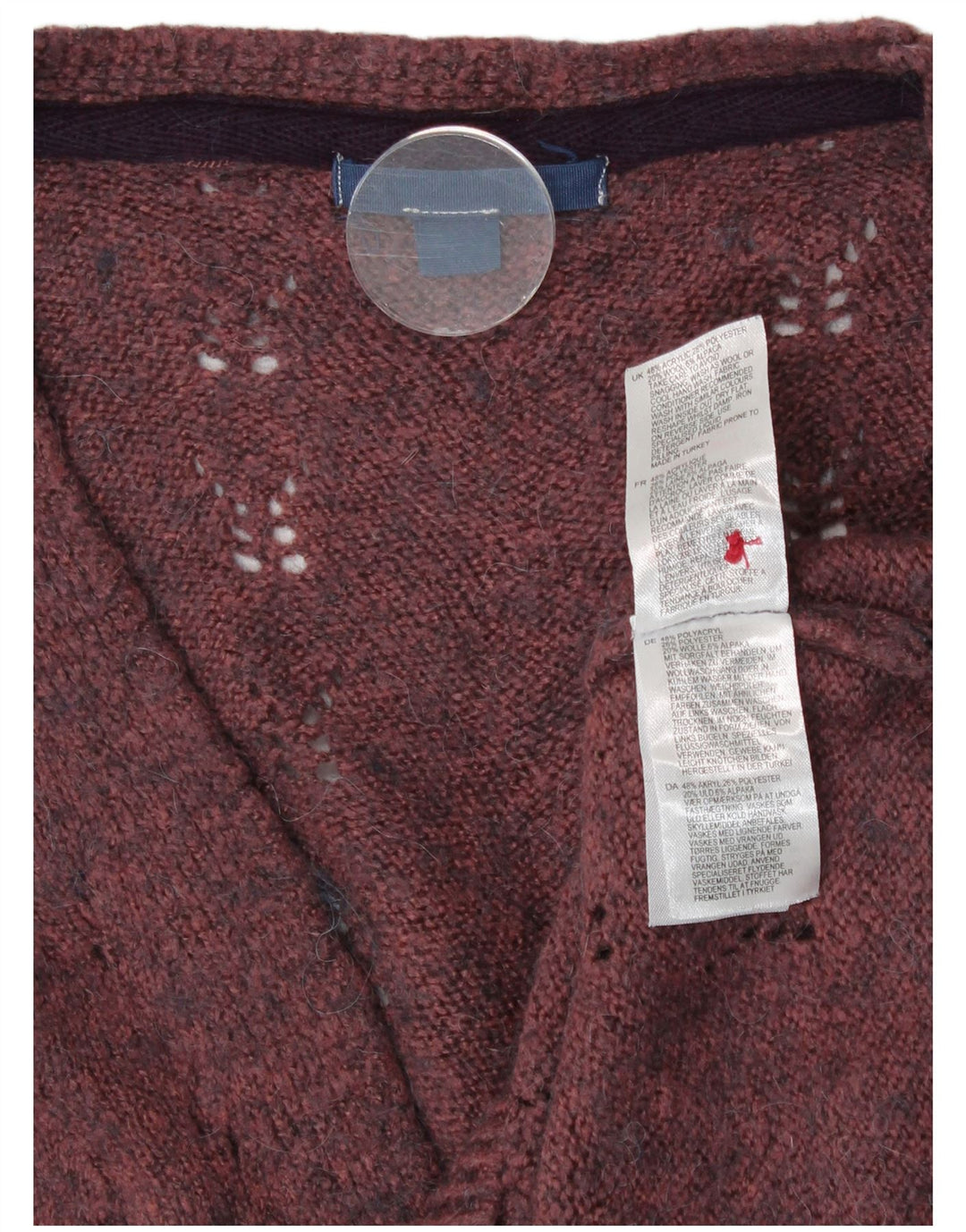 Damski sweter rozpinany White Stuff o luźnym kroju UK 14 Średni bordowy akryl