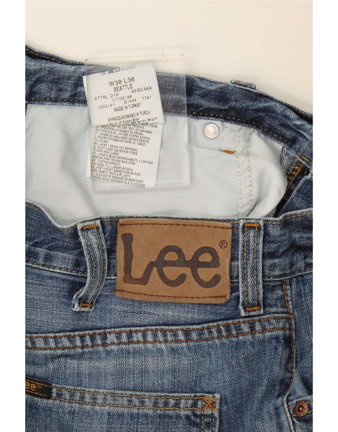 Męskie dżinsy Lee Seattle Straight W38 L30 Niebieskie bawełniane