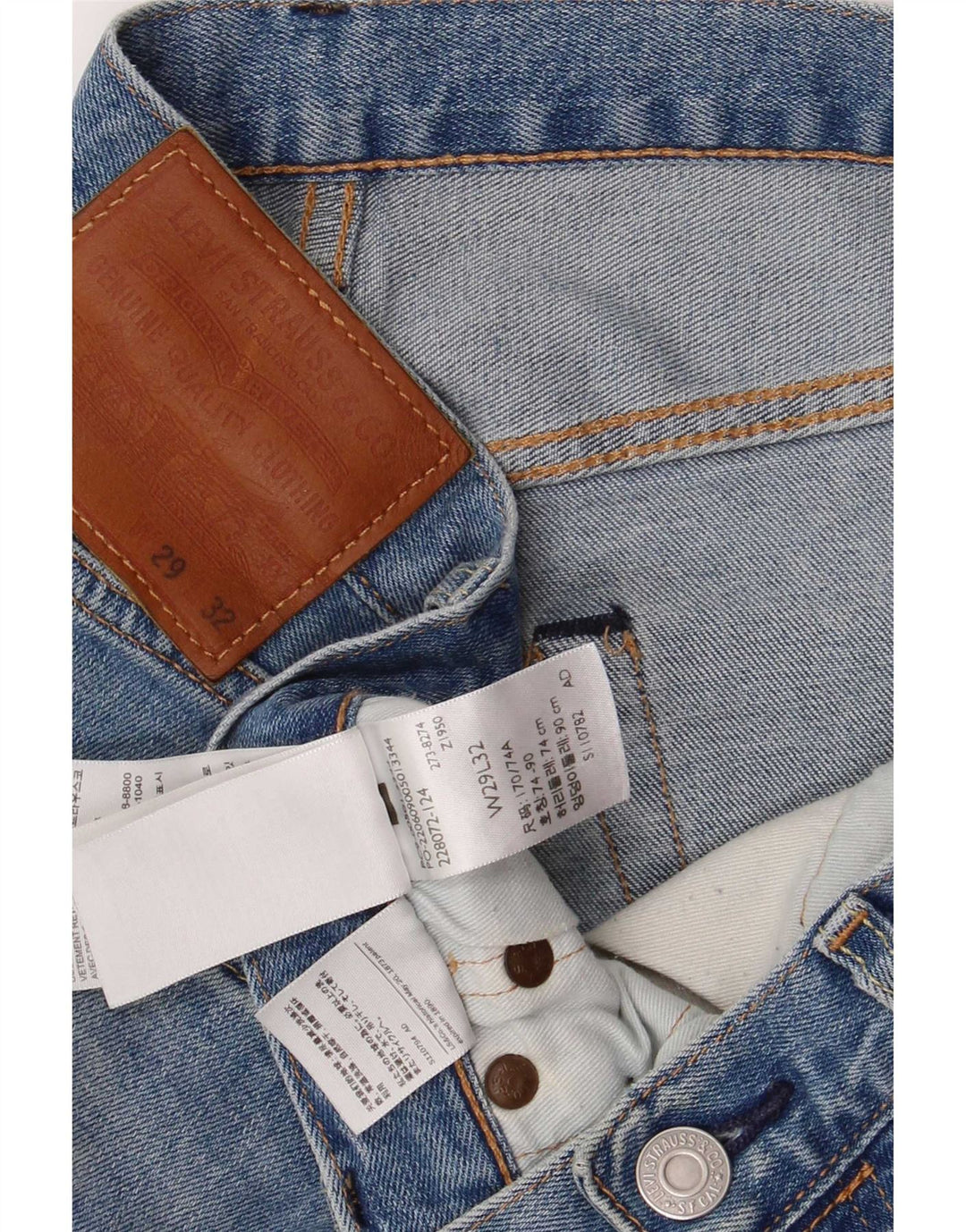 Męskie dżinsy Levi's 501 Straight W29 L32 Niebieskie bawełniane