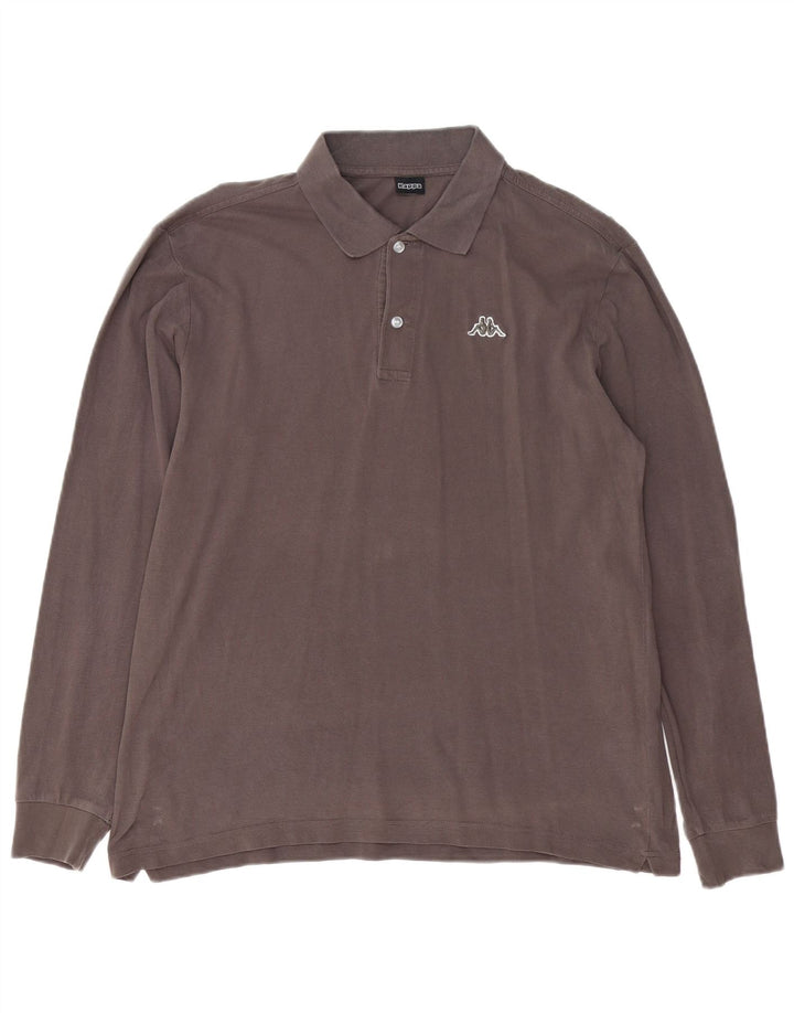 Męska koszulka polo Kappa z długim rękawem, duża, szara bawełna