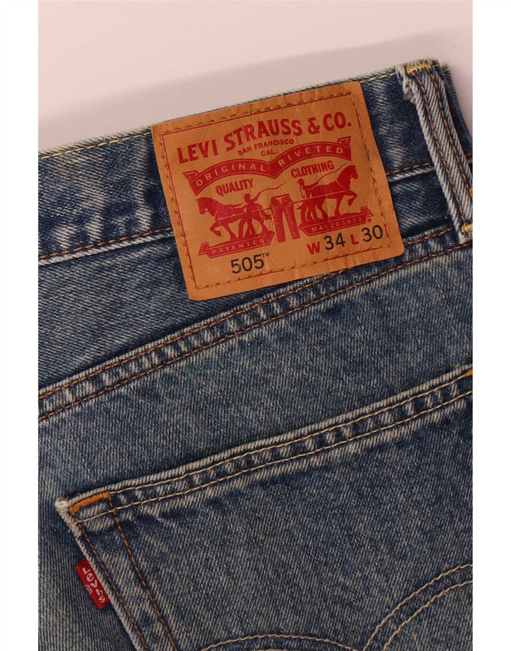 Męskie jeansy Levi's 505 Straight W34 L30 Niebieskie bawełniane