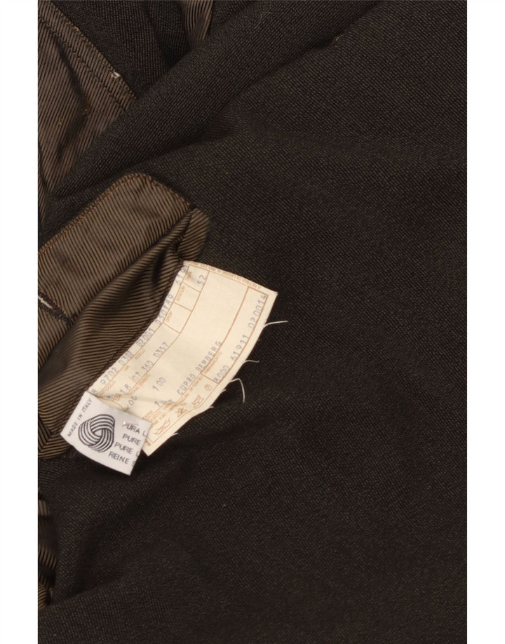 Płaszcz męski w stylu vintage IT 52 XL Khaki z dziewiczej wełny w jodełkę