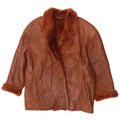 Vintage damska oversize'owa kurtka shearling EU 42, duża brązowa