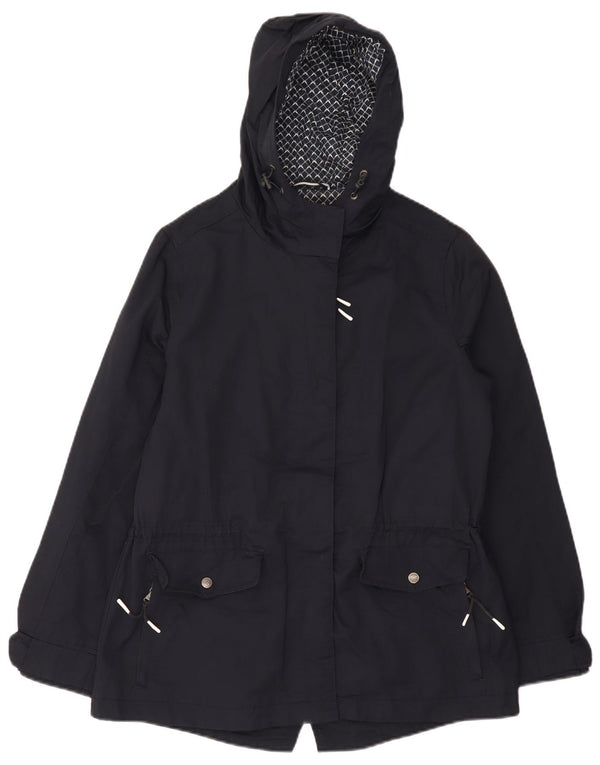 Crew Clothing Damski płaszcz przeciwdeszczowy z kapturem, duży, UK 10, mały, granatowy, bawełniany