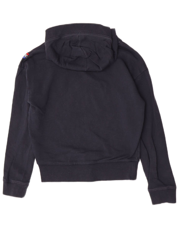 Damski sweter z kapturem i grafiką Tommy Hilfiger UK 10, mały, granatowy, bawełniany