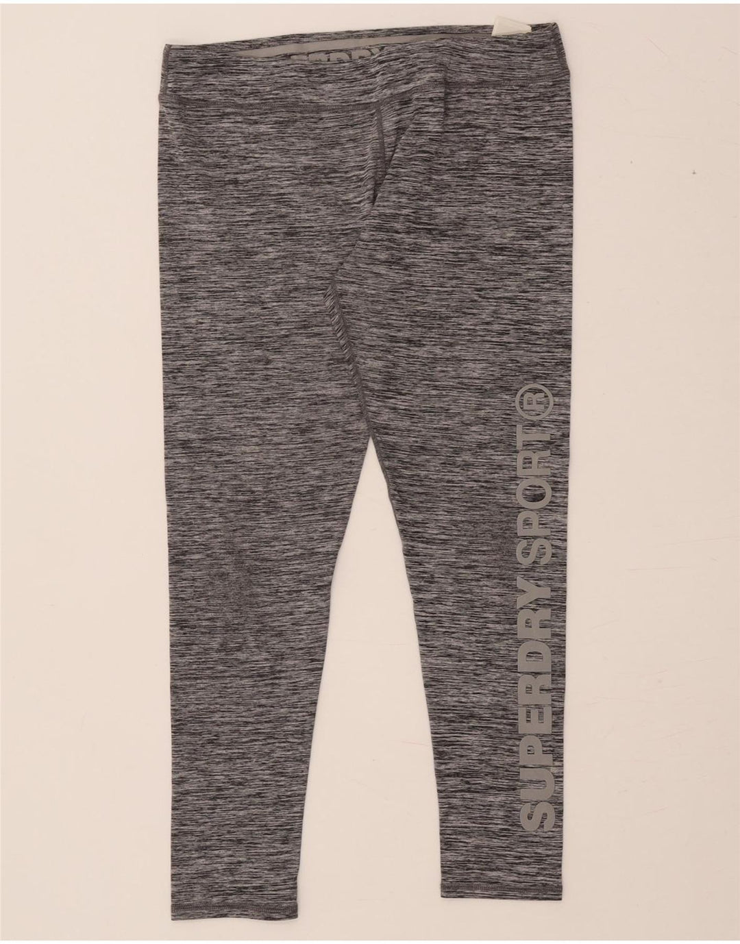 Damskie legginsy SUPERDRY z grafiką UK 14, duże, szare, nakrapiane, poliestrowe