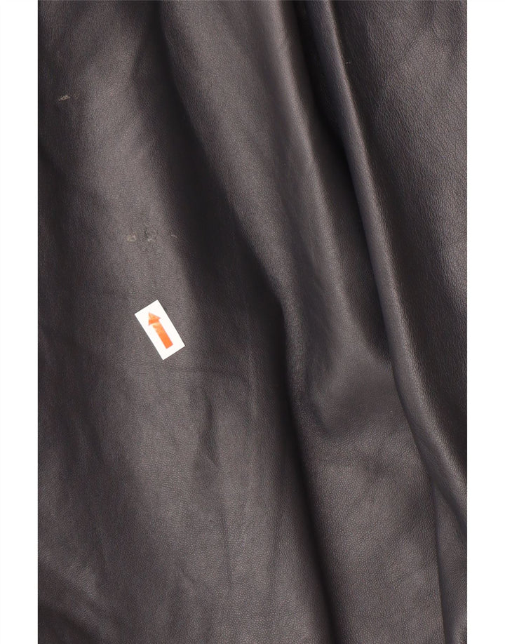 Vintage damski płaszcz skórzany oversize IT 44 średni czarny skórzany klasyczny