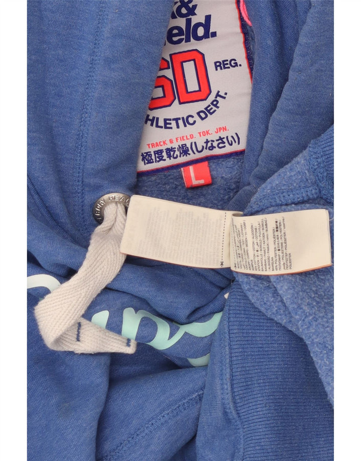 SUPERDRY Damski sweter z kapturem i grafiką UK 16, duży, niebieski, nakrapiany, bawełniany