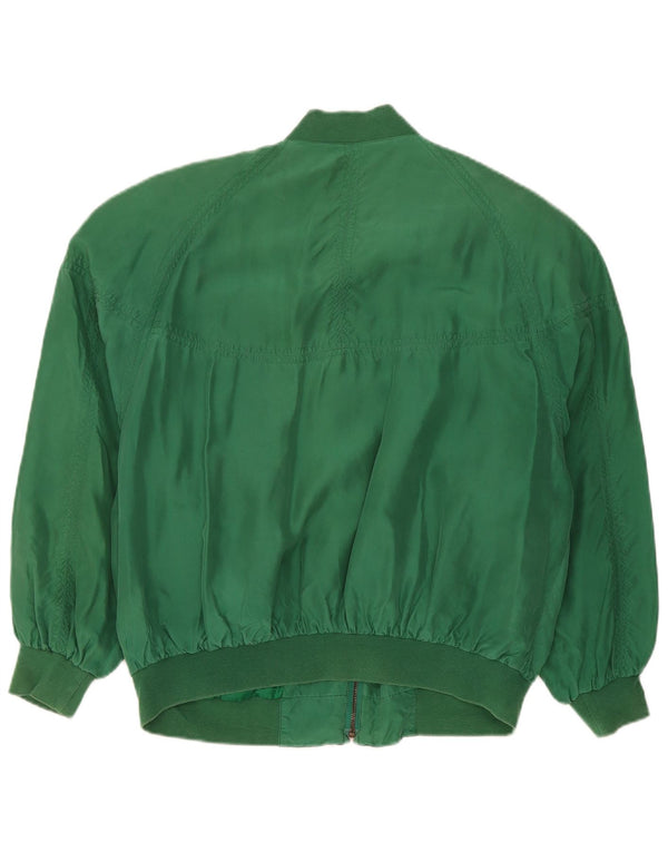 Vintage męska luźna kurtka bomber UK 36 Small Green Silk