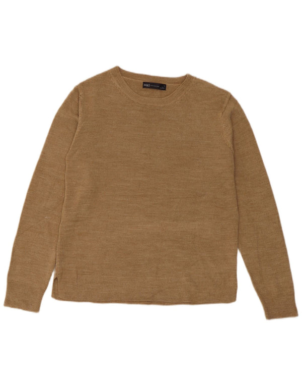 Marks & Spencer Damski sweter z dekoltem w łódkę, UK 12, średni beż, akryl