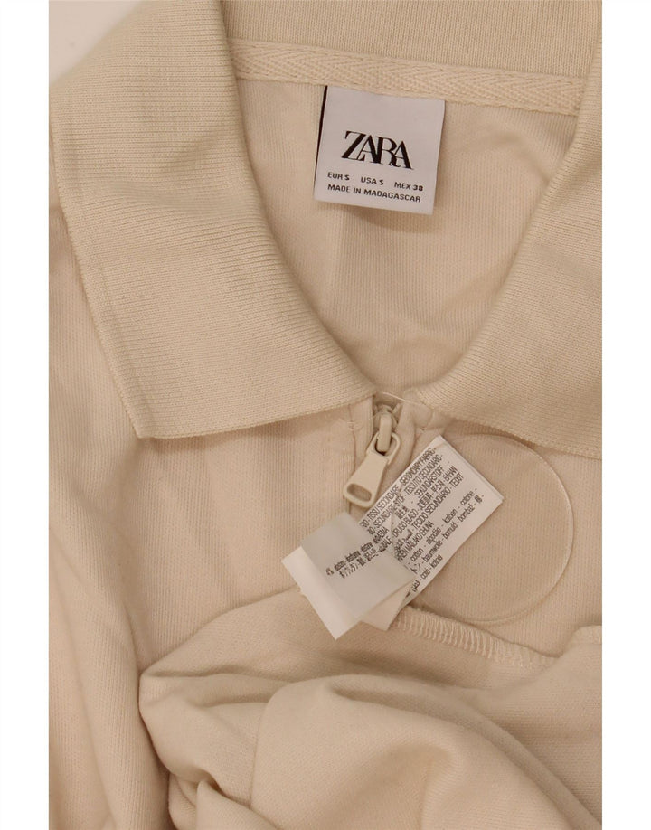 Męski sweter z golfem Zara, mały, z białej bawełny
