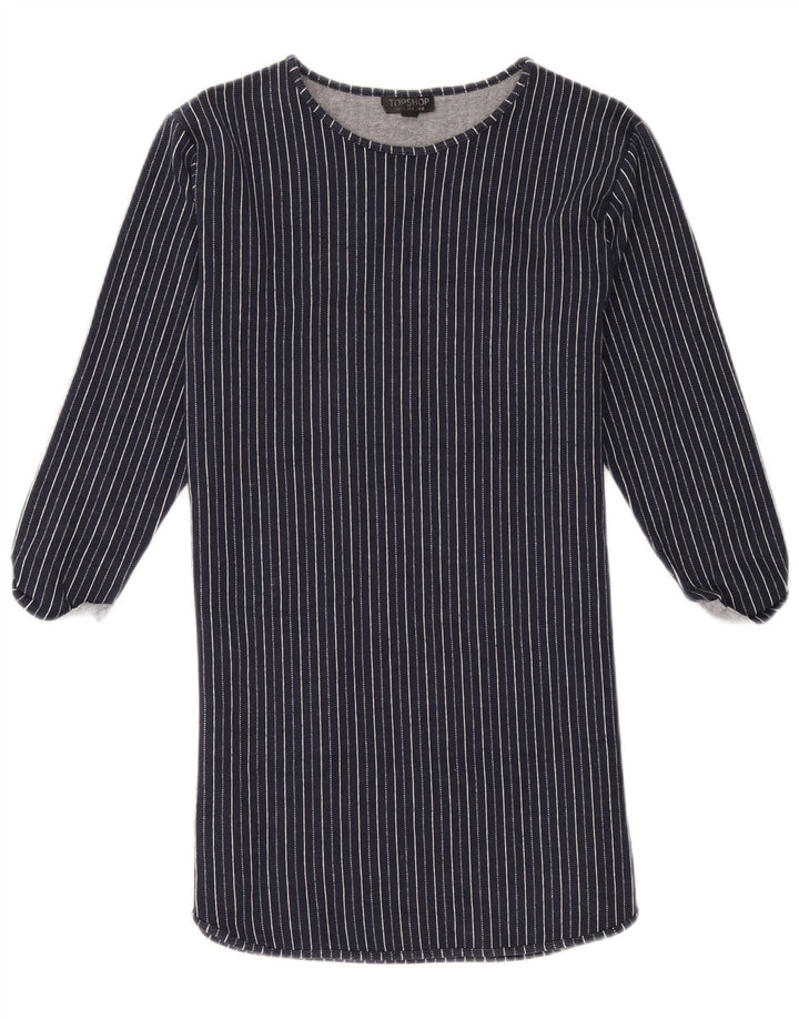 Damska sukienka typu shift Topshop UK 12, średnia, granatowa, bawełniana w paski