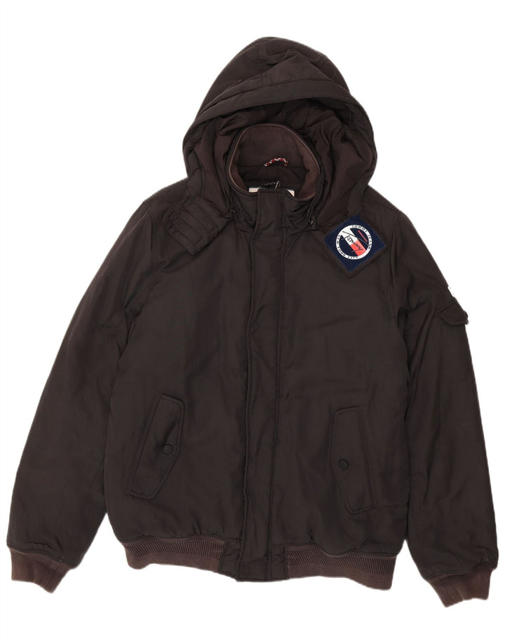 Męska kurtka bomber z kapturem Tommy Hilfiger UK 42 XL, czarny poliester