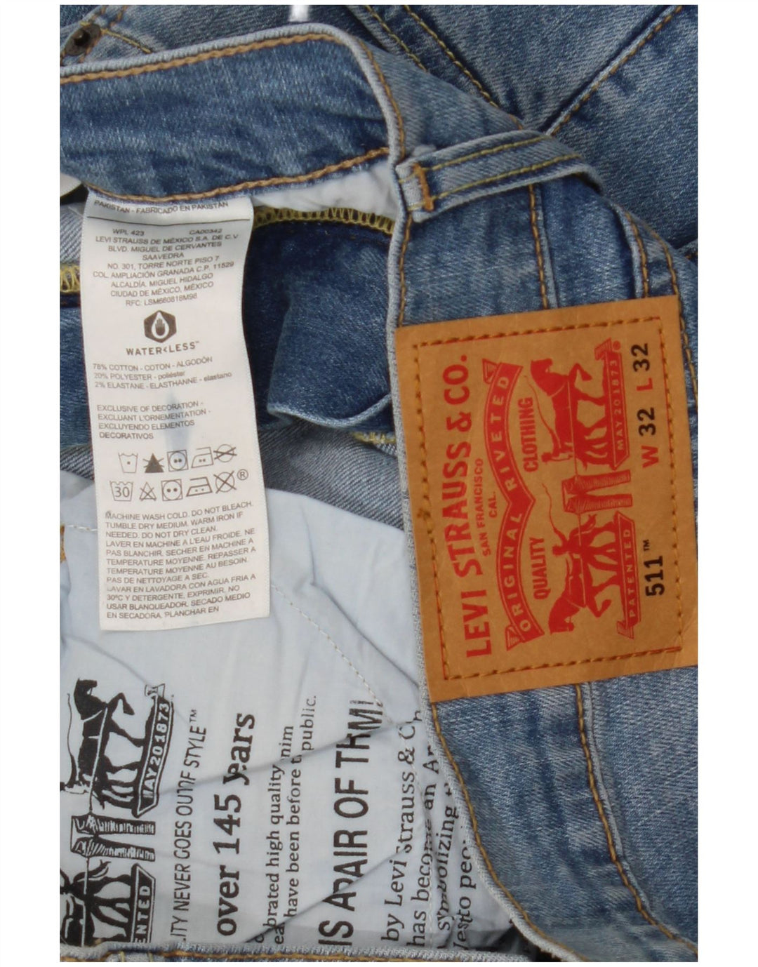 Męskie jeansy Levi's 511 Slim W32 L32 Niebieska bawełna