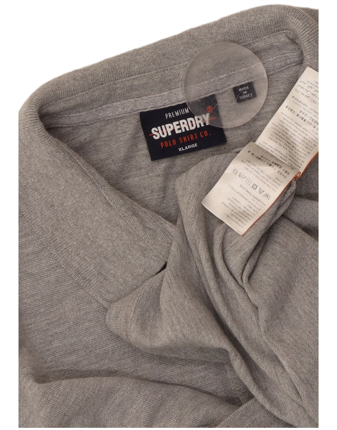 Męska koszulka polo SUPERDRY XL, szara, bawełniana w plamki