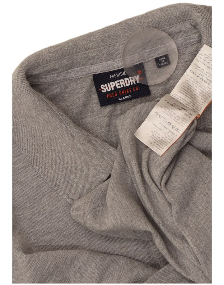 Męska koszulka polo SUPERDRY XL, szara, bawełniana w plamki