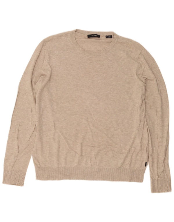 Męski sweter Jack & Jones z okrągłym dekoltem, duży, beżowy, z plamkami bawełny