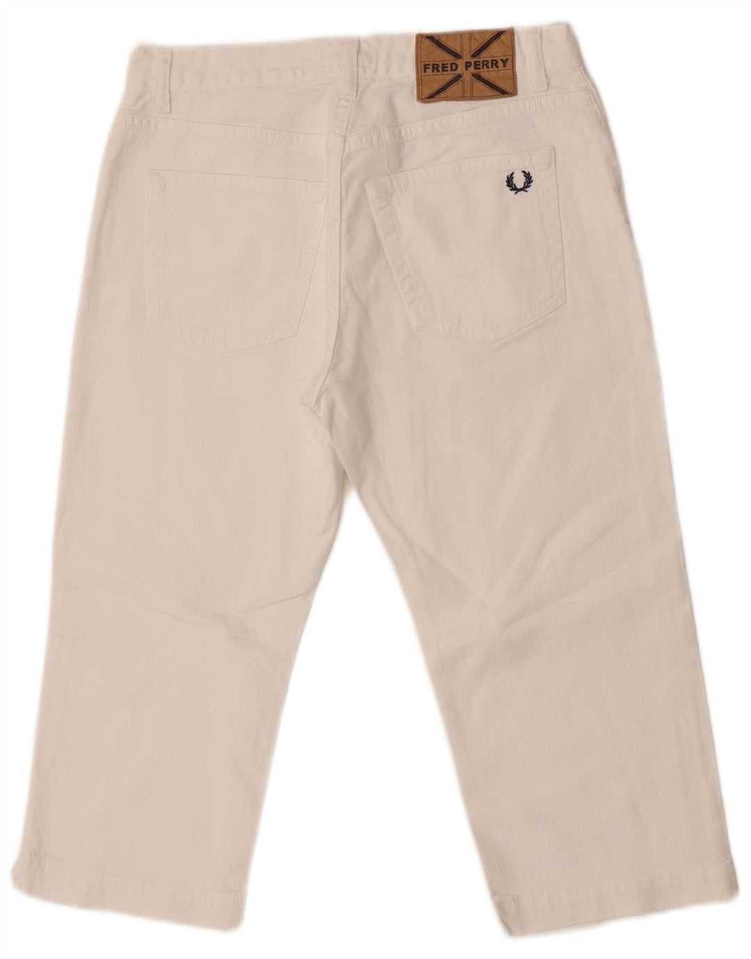 Damskie dżinsy Fred Perry Mid Rise Straight Capri IT 42 Medium W27 L18 Białe