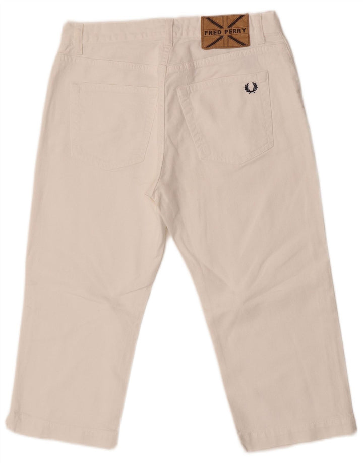 Damskie dżinsy Fred Perry Mid Rise Straight Capri IT 42 Medium W27 L18 Białe