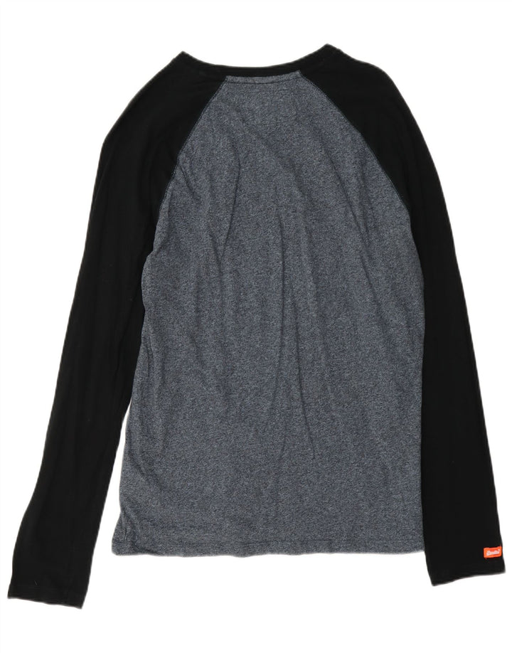 Męski top Superdry z długim rękawem, średni, granatowy, bawełniany w cętki