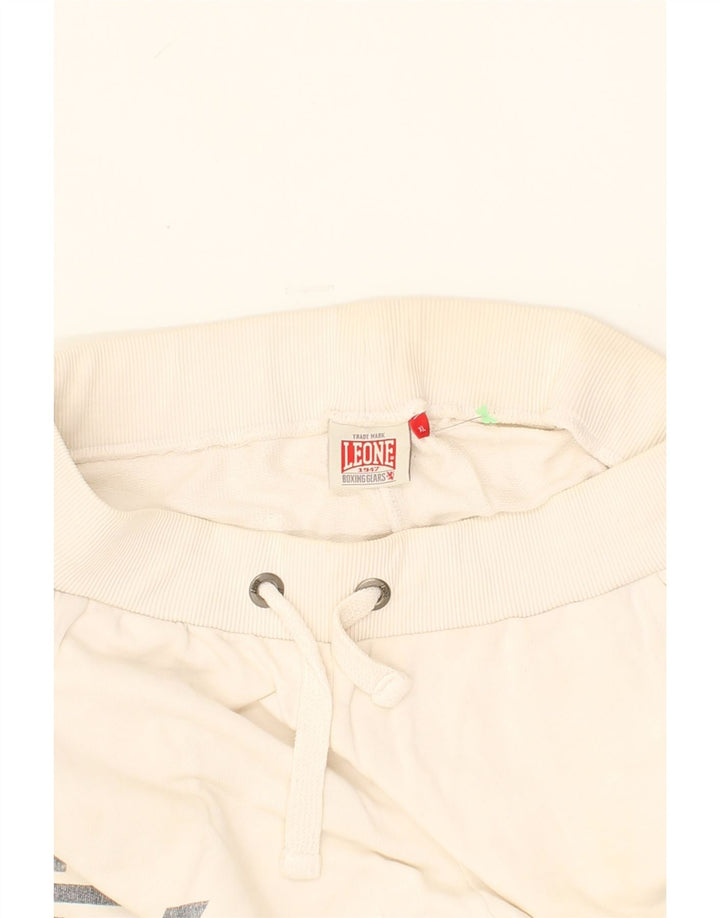 LEONE Mens Graphic Sport Shorts XL  Off White Cotton Vintage Leone and Second-Hand Leone from Messina Hembry 