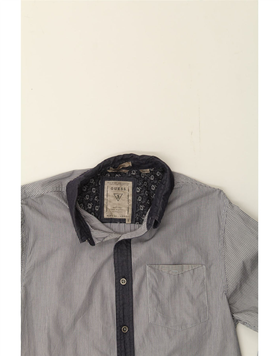 GUESS Mens Shirt Small Grey Pinstripe Cotton Vintage Guess and Second-Hand Guess from Messina Hembry 