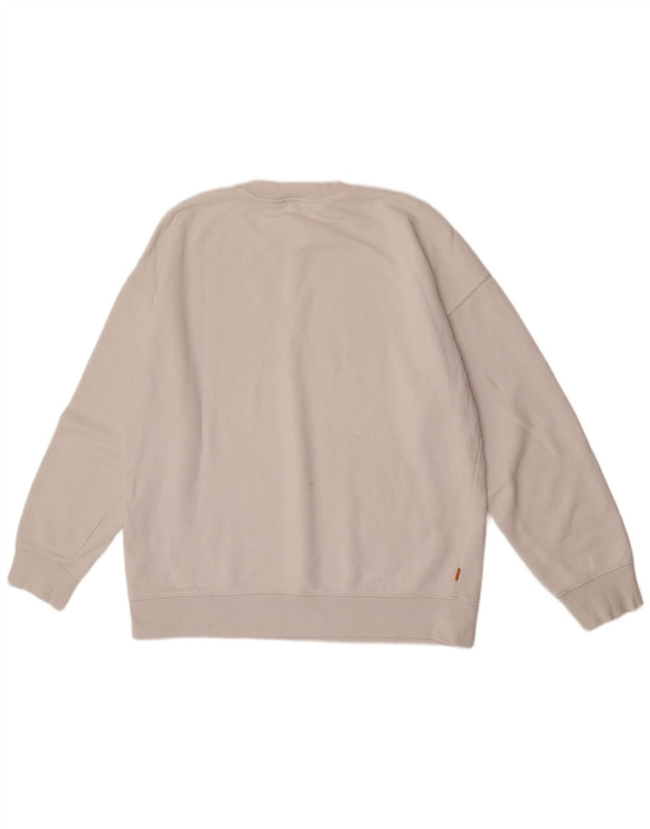 Męska bluza Timberland z grafiką o swobodnym kroju, duża, biała, bawełniana