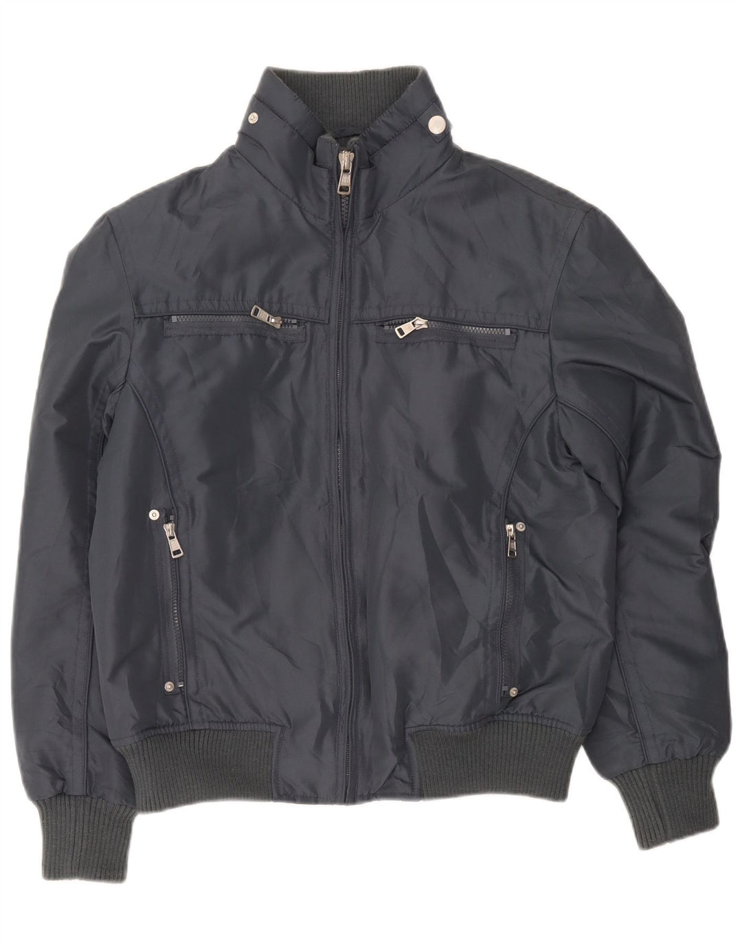 Męska kurtka bomber w stylu vintage UK 38, średni szary poliester