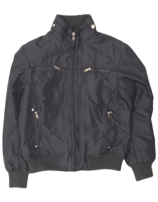Męska kurtka bomber w stylu vintage UK 38, średni szary poliester