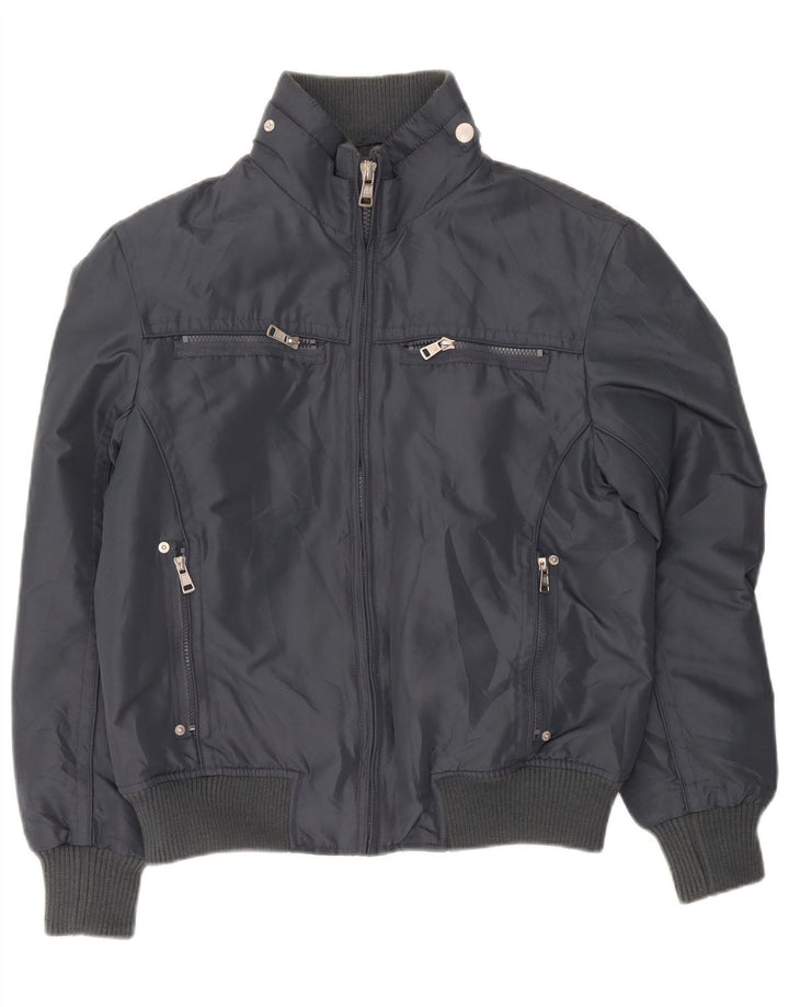 Męska kurtka bomber w stylu vintage UK 38, średni szary poliester