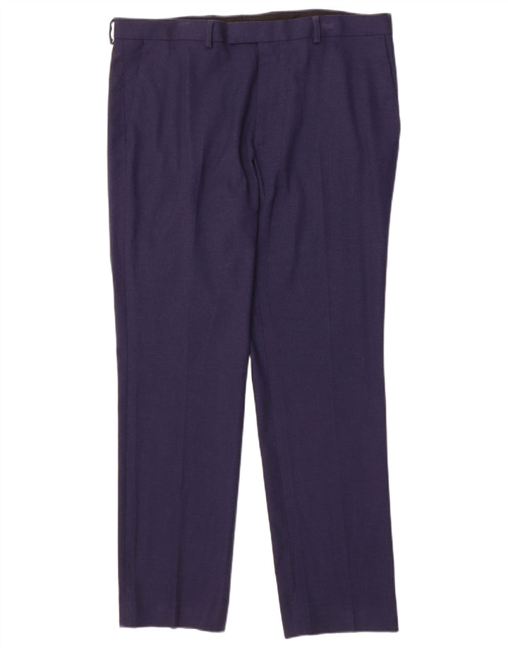 MARKS & SPENCER Mens Slim Suit Trousers W38 L31 Navy Blue Polyester