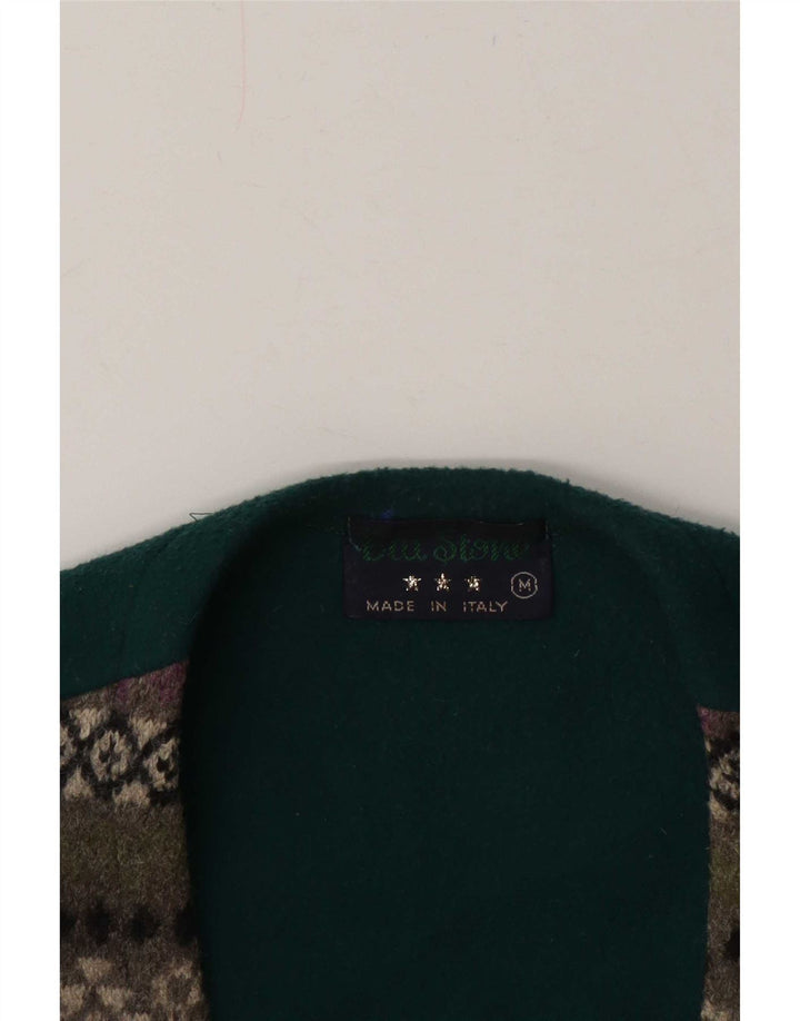 Vintage męska kamizelka średnio zielona Fair Isle