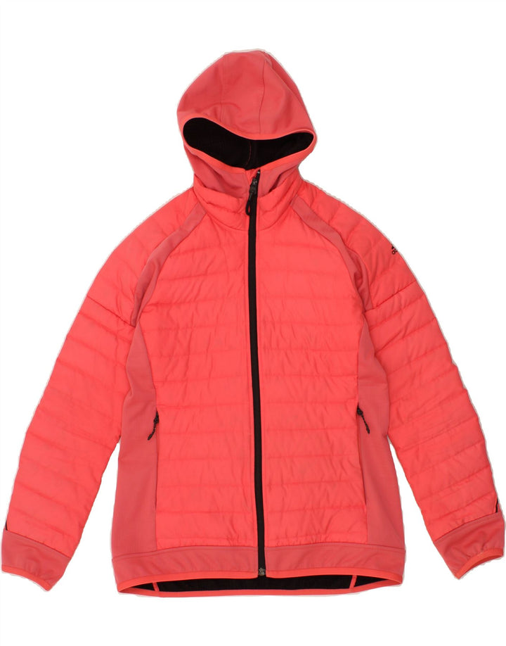 ADIDAS Womens Hooded Padded Jacket UK 14 Large Pink Polyester Vintage Adidas and Second-Hand Adidas from Messina Hembry 