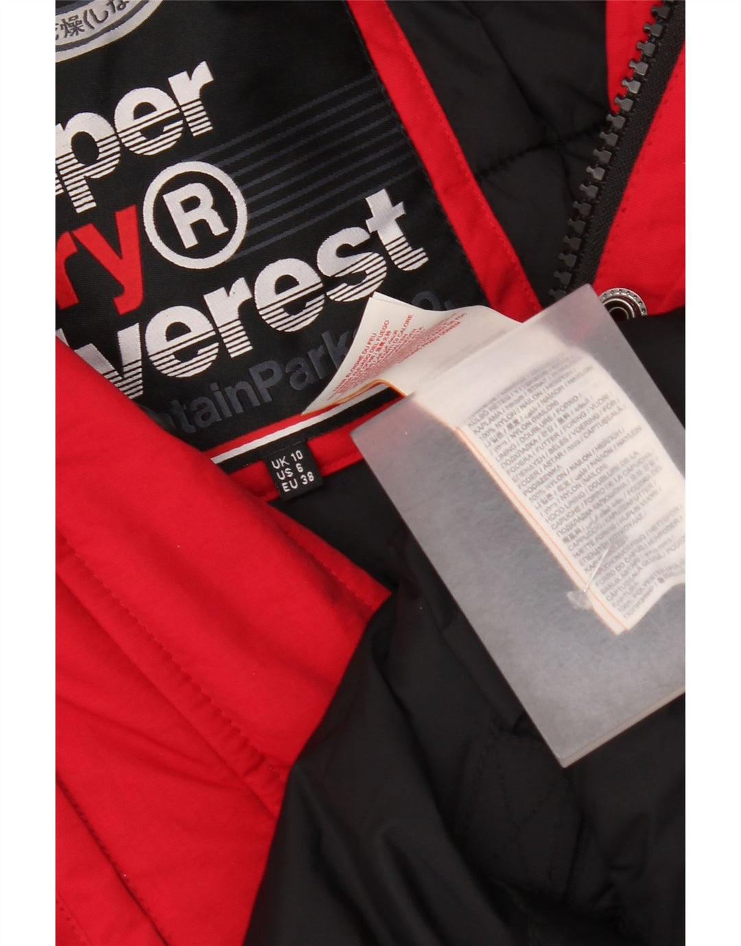 Damska kurtka parka Superdry z kapturem, oversize UK 10, mała, czerwona, nylonowa