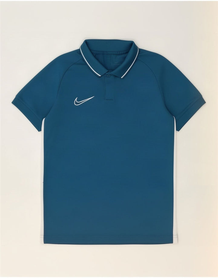 Chłopięca koszulka polo Nike 12-13 lat, duża, niebieska, poliestrowa z blokami kolorów